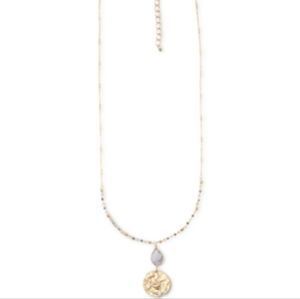 Style & Co Gold-Tone Stone & Hammered Disc Long Pendant Necklace
